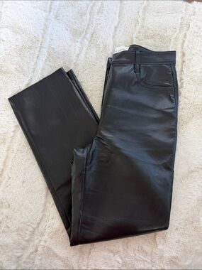 Wilfred Black Faux Leather Straight-Leg Pants